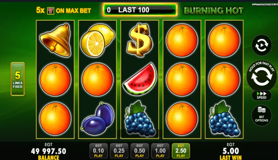 Burning Hot reels with the Jackpot Cards meter above the grid
